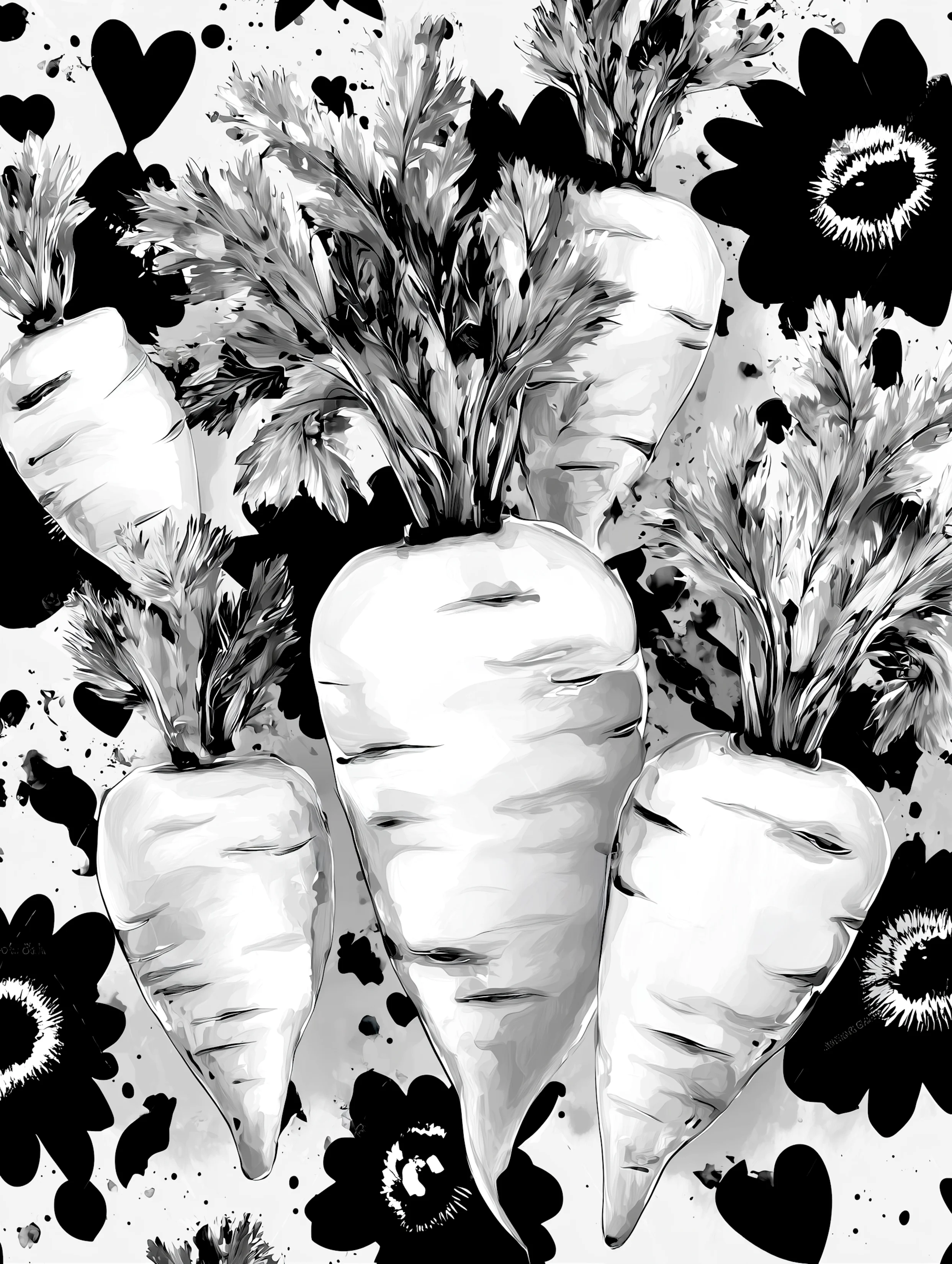 Free printable carrot coloring page for adults featuring thick carrots coloring sheet